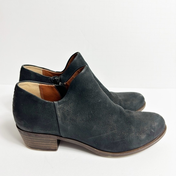 LUCKY BRANDWOMEN BOOTIES BLACK LEATHER HEELS SIZE 8M - Picture 4 of 7